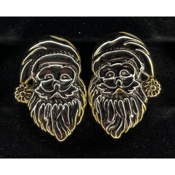 Vtg Women’s Clip On Santa Christmas Earrings Comfort Ear Pads 1.375 Inches Long - Picture 4 of 7